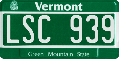 VT license plate LSC939