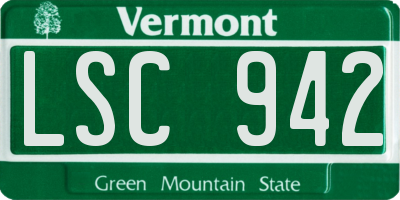 VT license plate LSC942