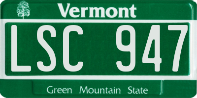 VT license plate LSC947