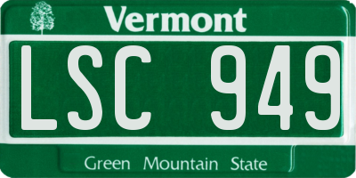 VT license plate LSC949
