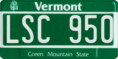 VT license plate LSC950