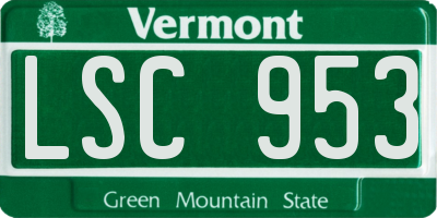 VT license plate LSC953