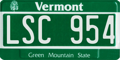 VT license plate LSC954