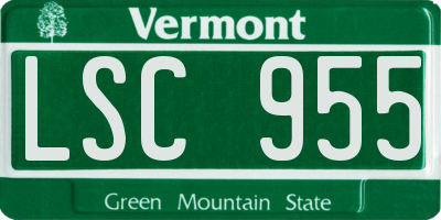 VT license plate LSC955
