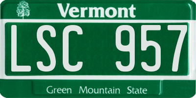 VT license plate LSC957