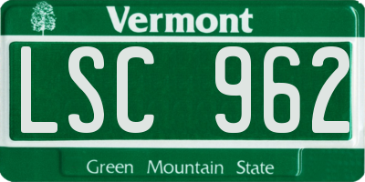 VT license plate LSC962