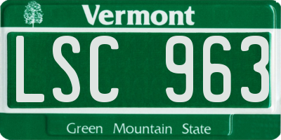 VT license plate LSC963