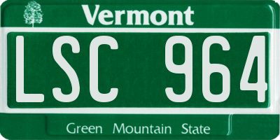 VT license plate LSC964