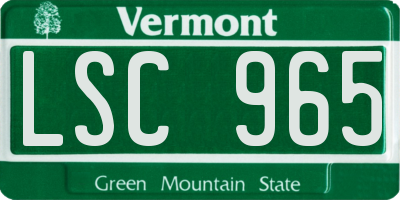 VT license plate LSC965