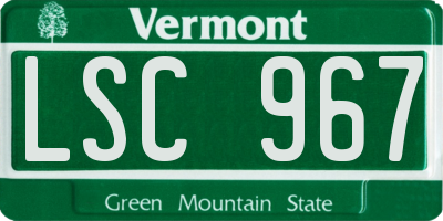 VT license plate LSC967