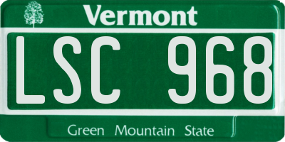VT license plate LSC968