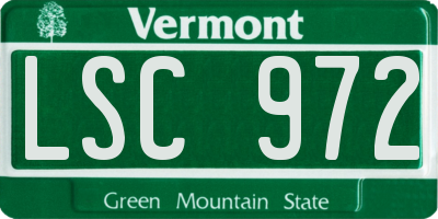 VT license plate LSC972
