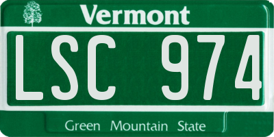 VT license plate LSC974