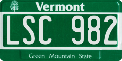VT license plate LSC982