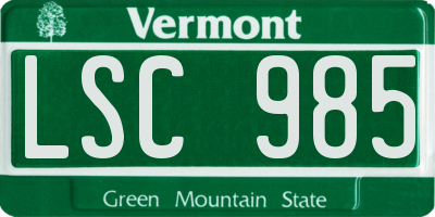 VT license plate LSC985