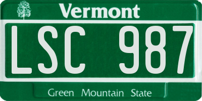VT license plate LSC987