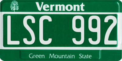 VT license plate LSC992