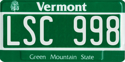 VT license plate LSC998