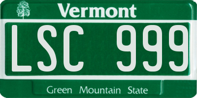 VT license plate LSC999