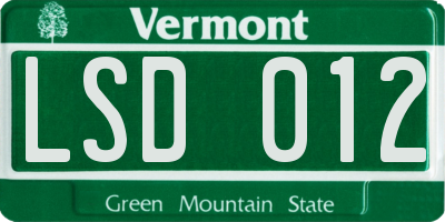 VT license plate LSD012