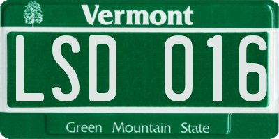 VT license plate LSD016