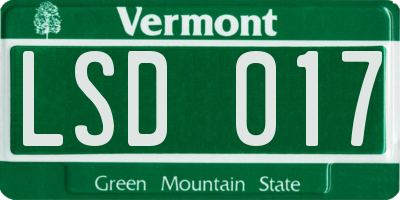 VT license plate LSD017