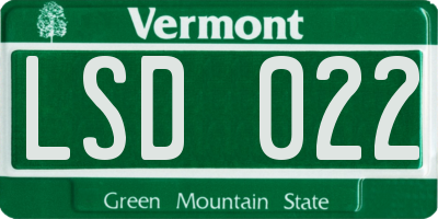 VT license plate LSD022