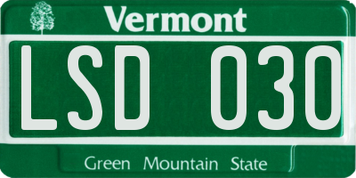 VT license plate LSD030