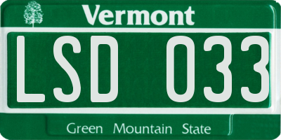 VT license plate LSD033
