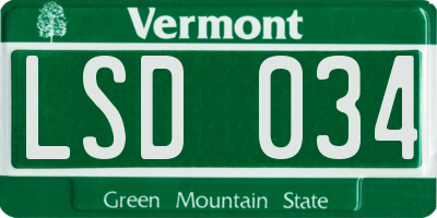 VT license plate LSD034