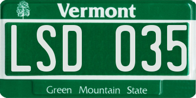 VT license plate LSD035