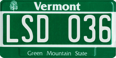 VT license plate LSD036