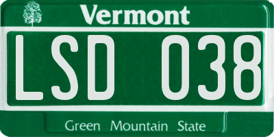 VT license plate LSD038