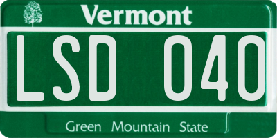 VT license plate LSD040