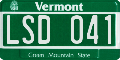 VT license plate LSD041