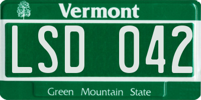 VT license plate LSD042