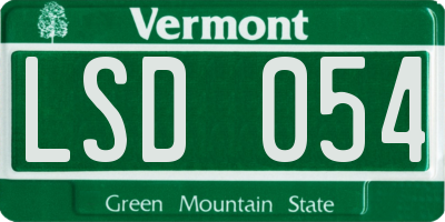 VT license plate LSD054