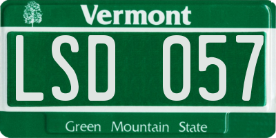 VT license plate LSD057