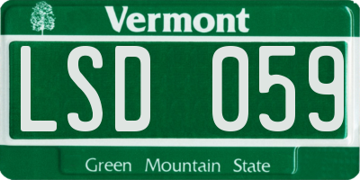 VT license plate LSD059