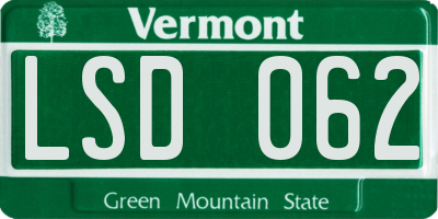 VT license plate LSD062