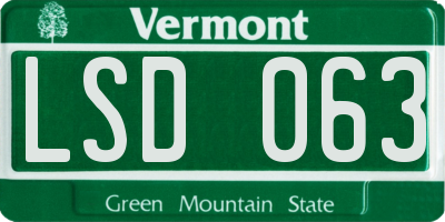 VT license plate LSD063