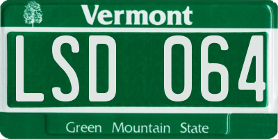 VT license plate LSD064
