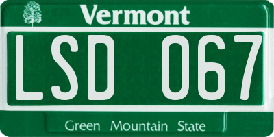 VT license plate LSD067