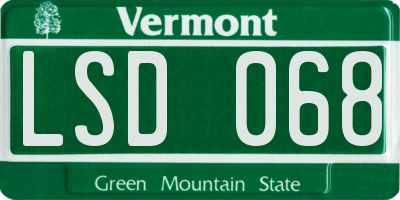 VT license plate LSD068