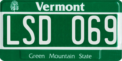 VT license plate LSD069