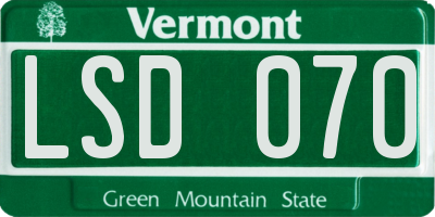 VT license plate LSD070