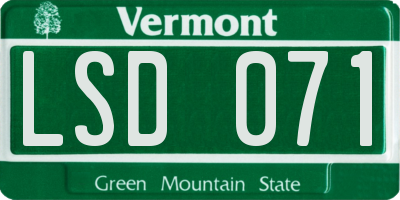 VT license plate LSD071