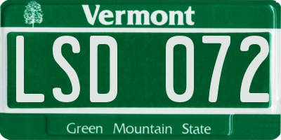 VT license plate LSD072