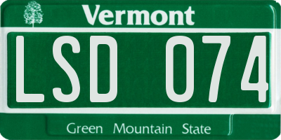 VT license plate LSD074