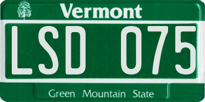 VT license plate LSD075